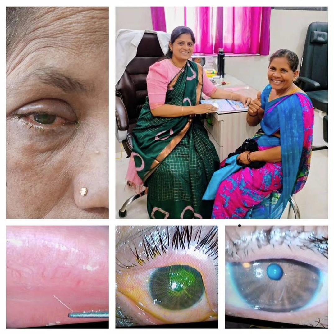 Close-up eye examination and consultation